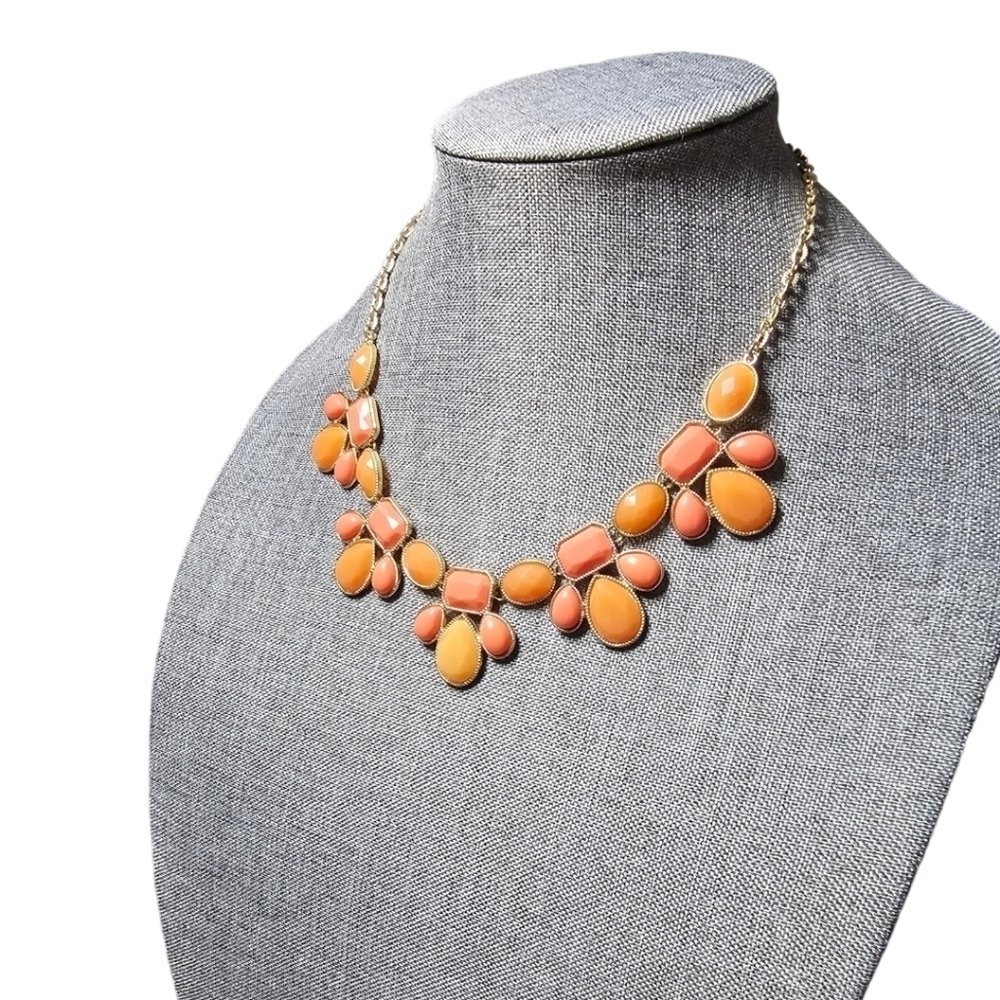 Two-Tone Orange Statement Necklace - image 4